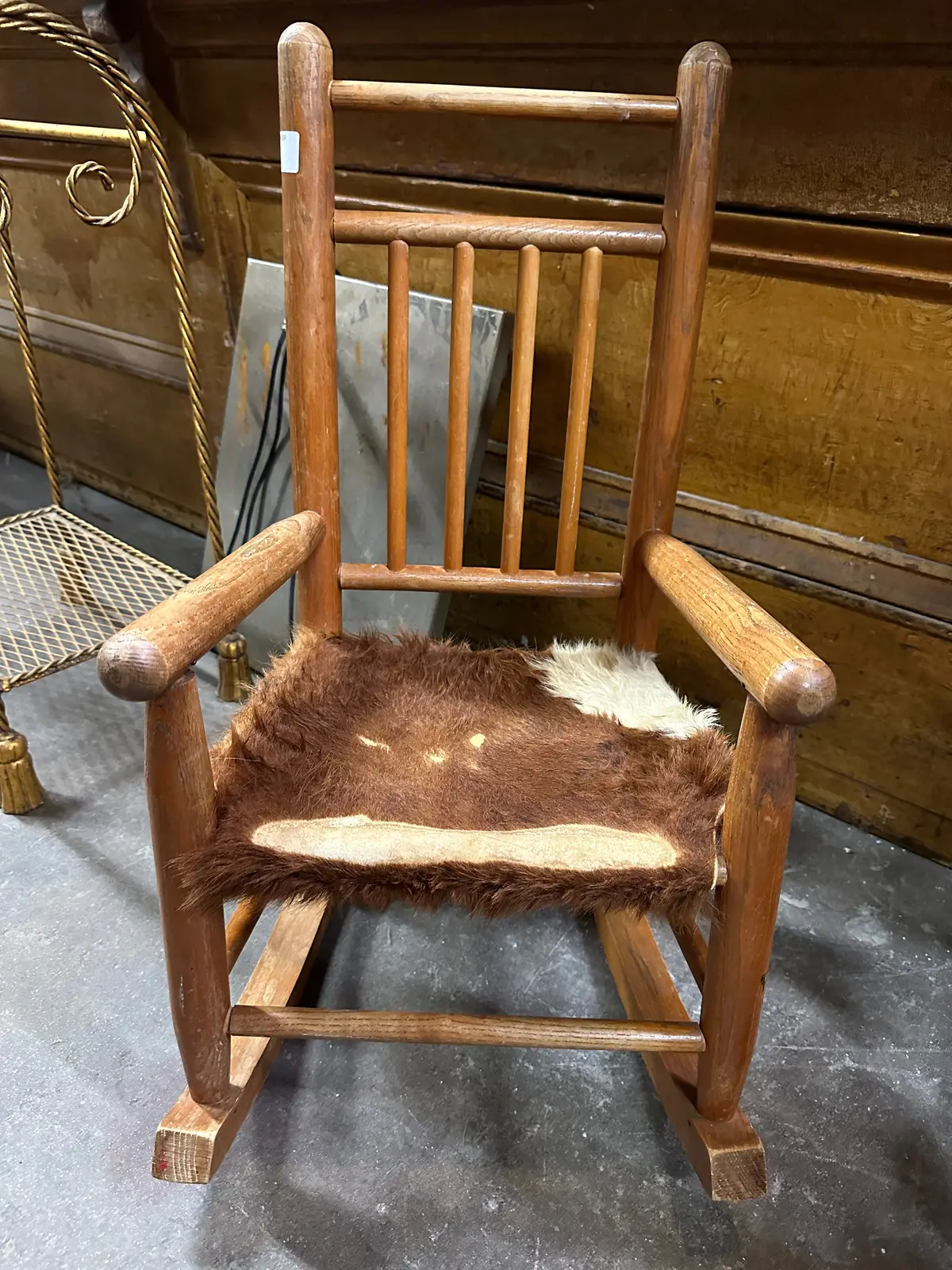 Tall Back Child's Rocker With Cowhide Seat 1