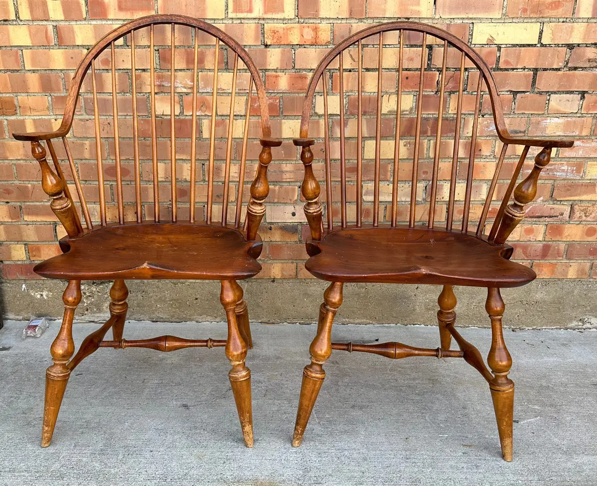 Pair Windsor Chairs Hand Made By D.R Dimes 1
