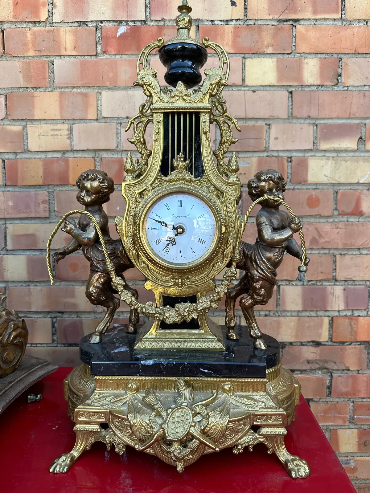 Imperial Figural Clock With Baby Satyrs From 1980S As Found 1