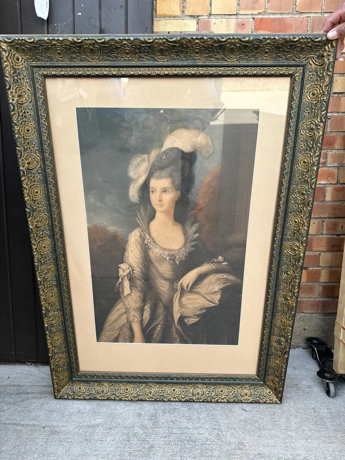 Large Framed Print Of Lady With Hat 1