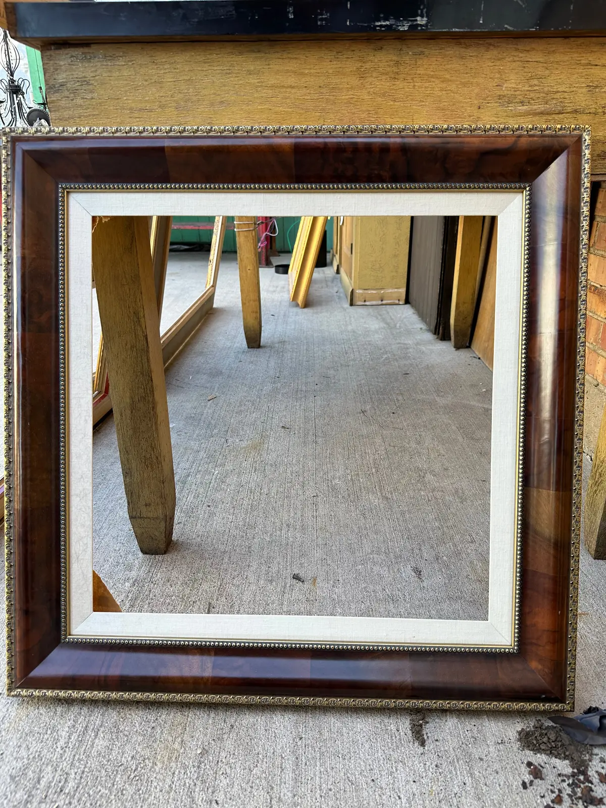 Burled Wood Frame With Gilt Trim Chip On Corner 1