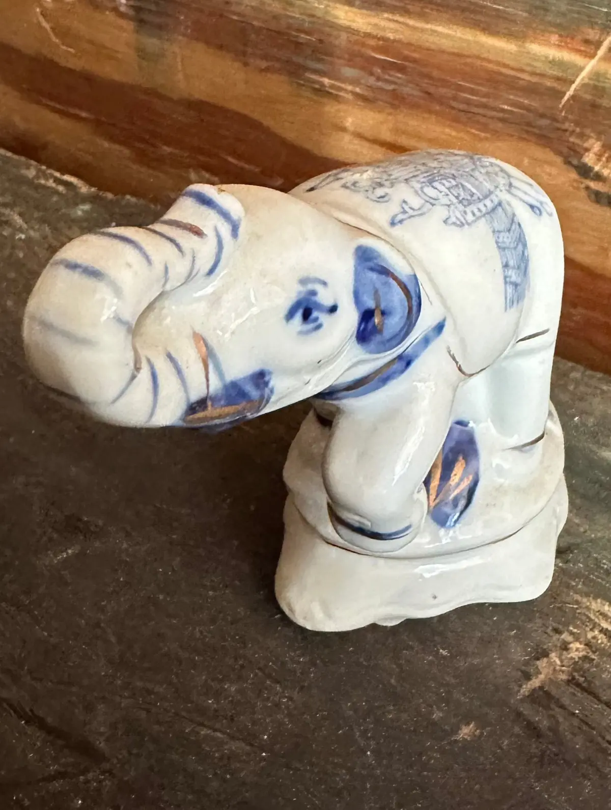 Small Blue Porcelain Elephant 1