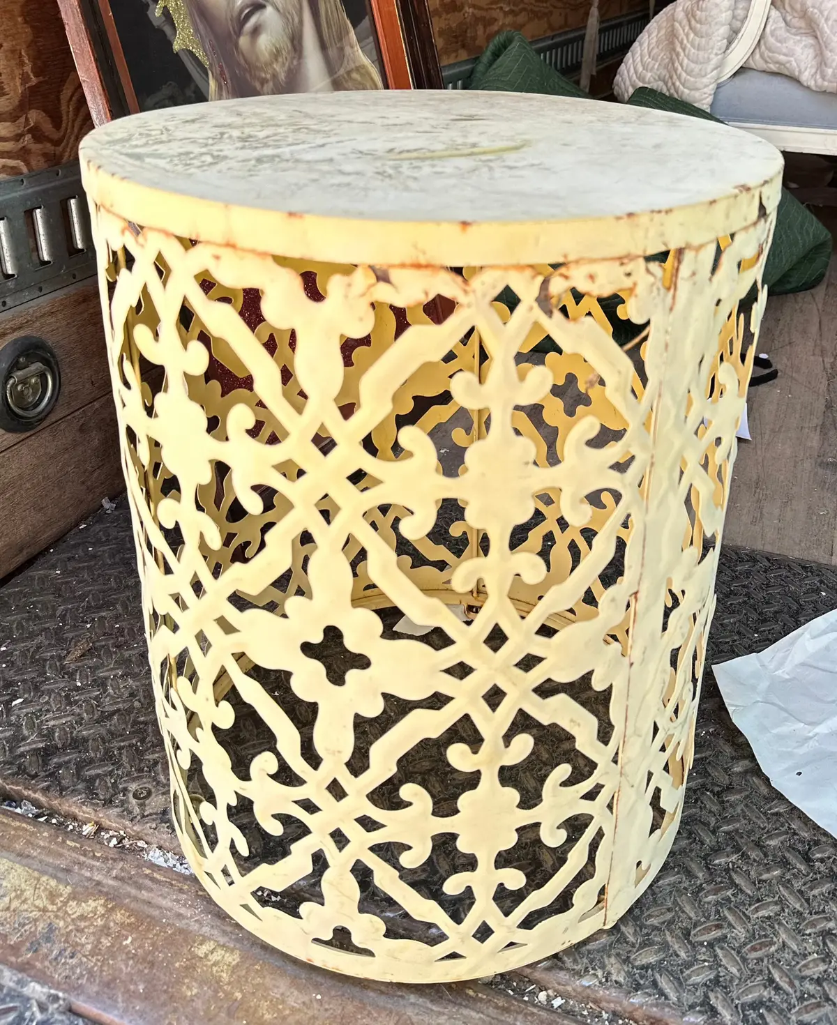 Round Pierced Metal Table As Found 1