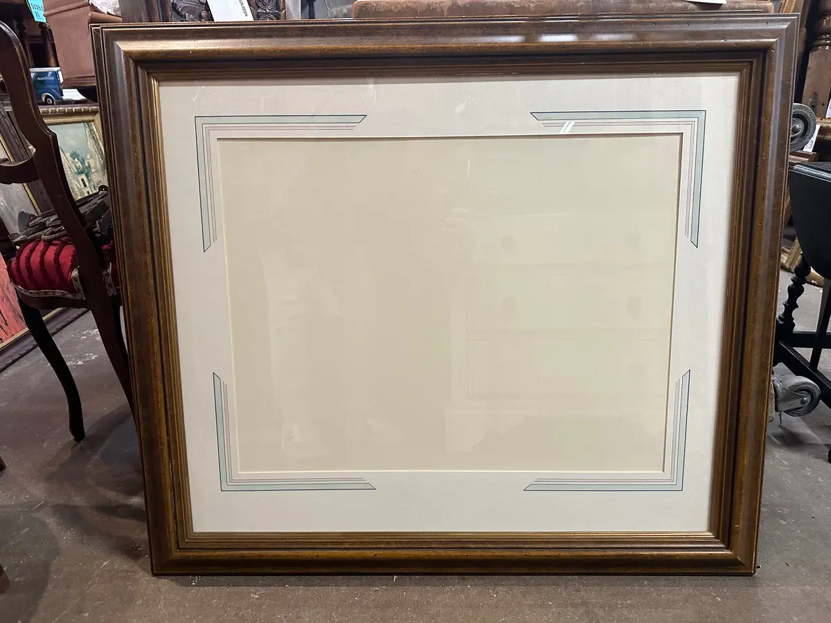 Large Rustic Wood Frame With Glass And Matting 1