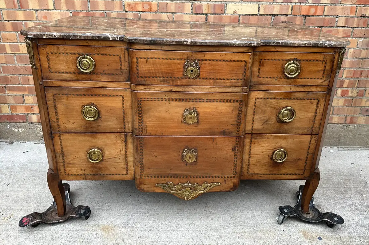 Louis Xvi Marble Emperador Top 3 Drawer Chest 1