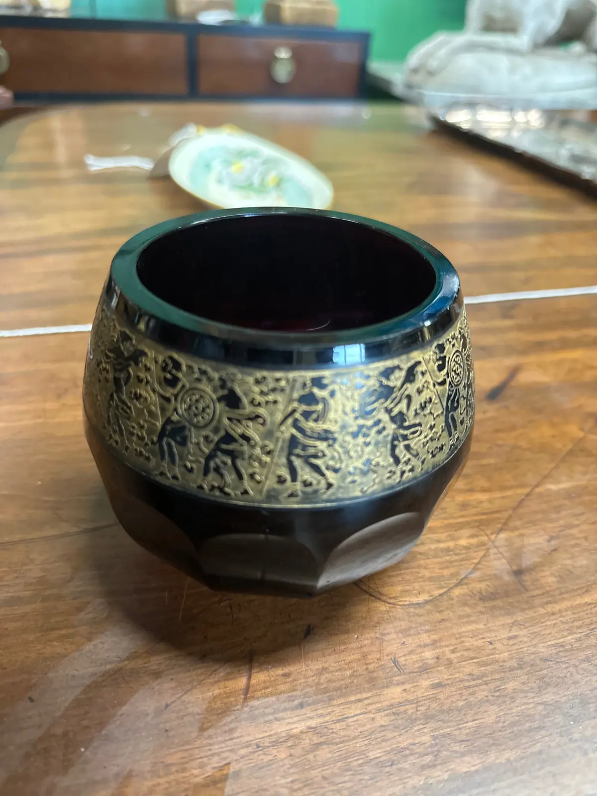 Moser Amethyst Glass Vase With Gold Overaly 1