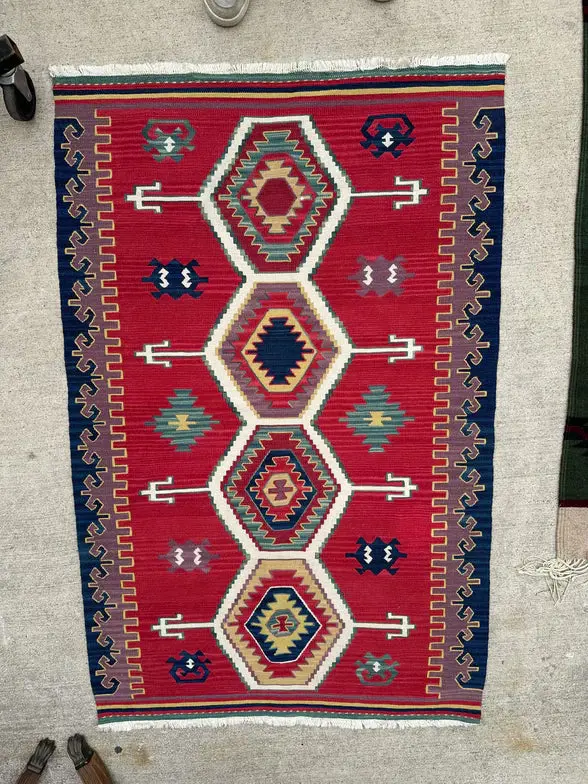 Small Red American Indian Rug 1