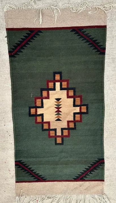 Small Green American Indian Rug 1