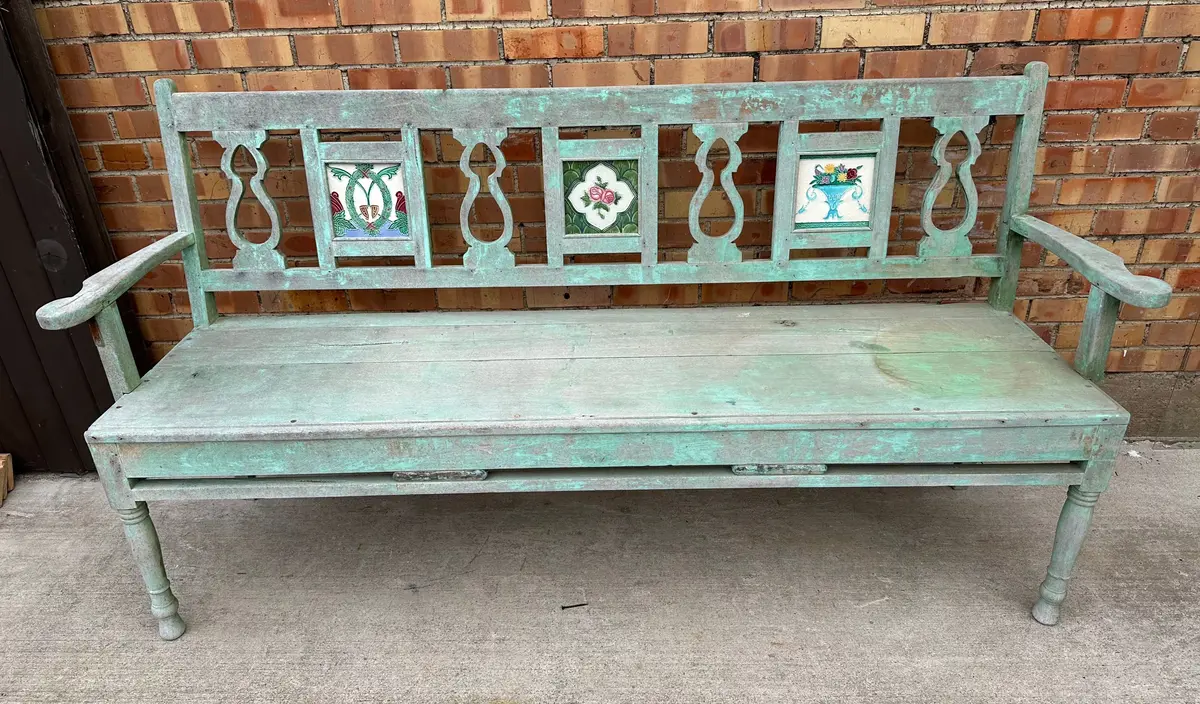 As Found Light Green Wood Bench 1