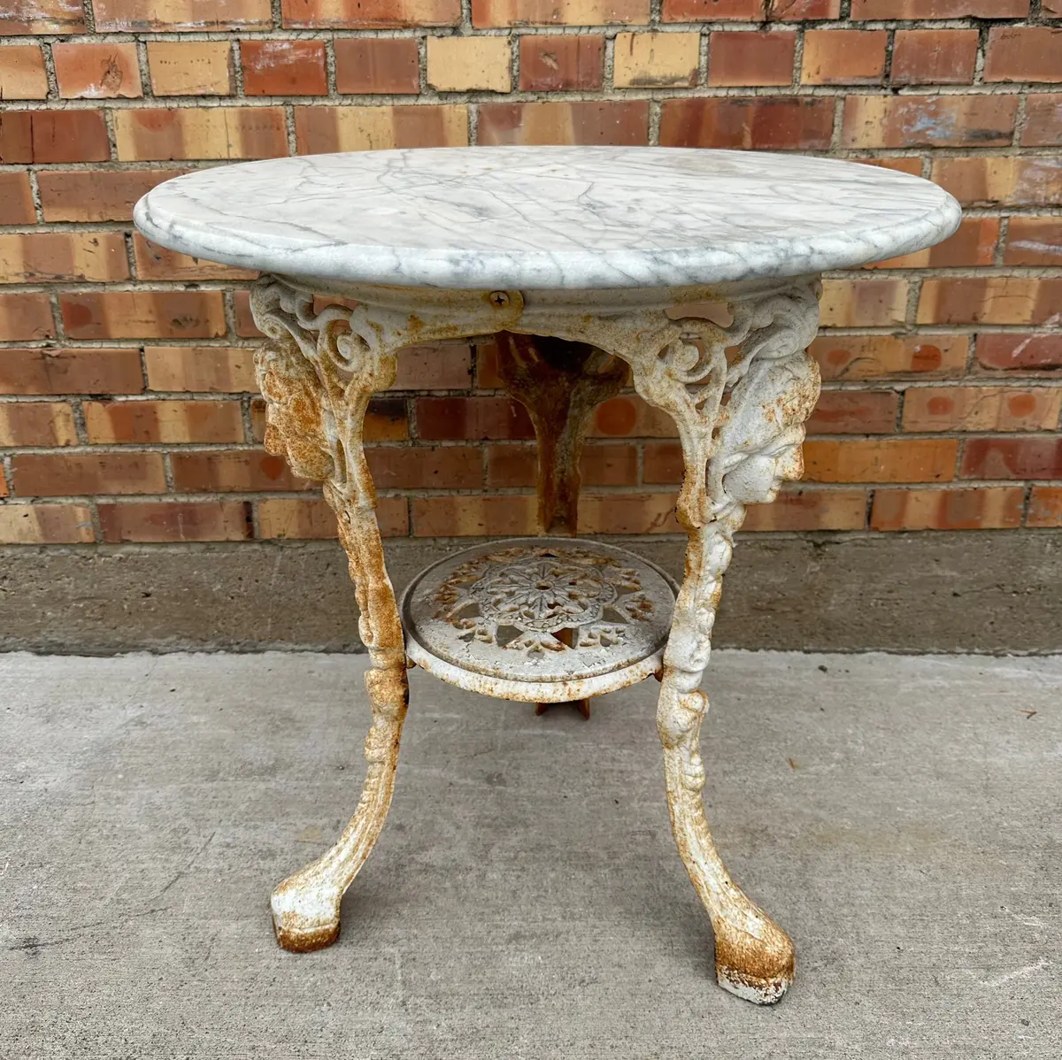 Round Marble Top Cast Iron Table 1