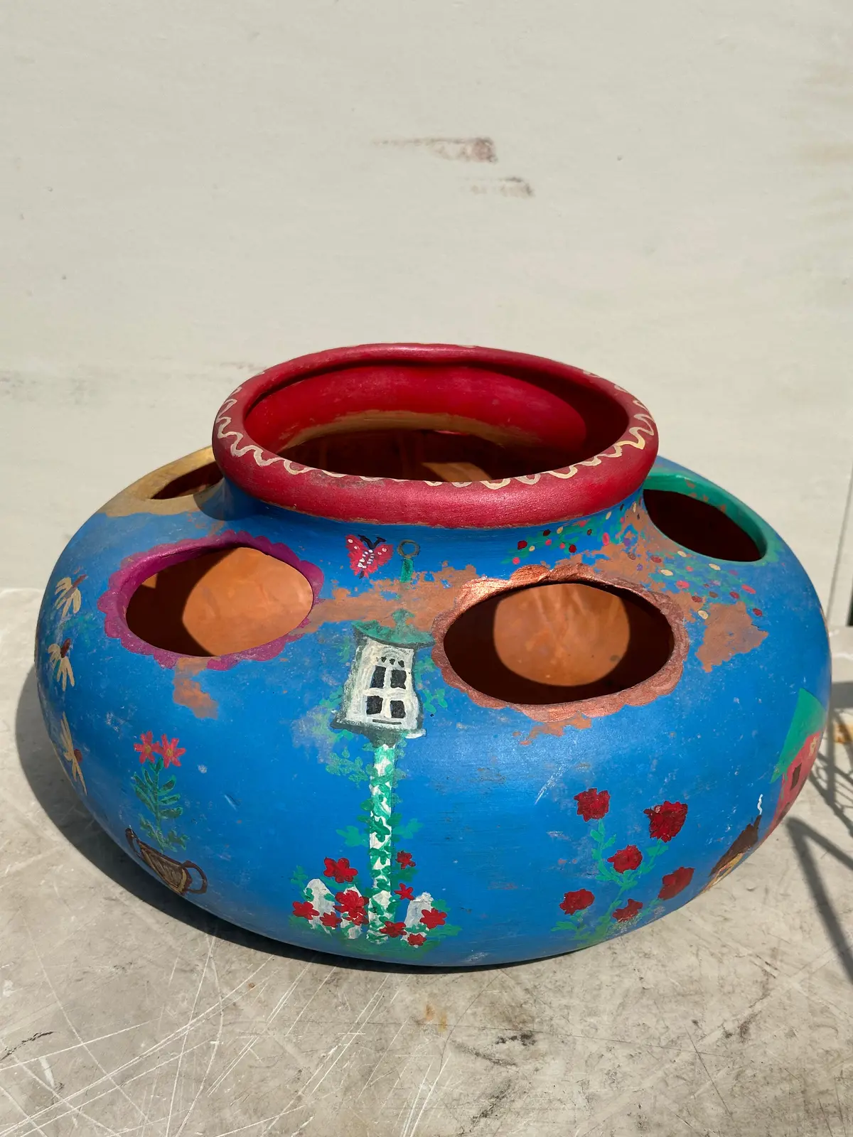 Blue Terra Cotta Planter 1