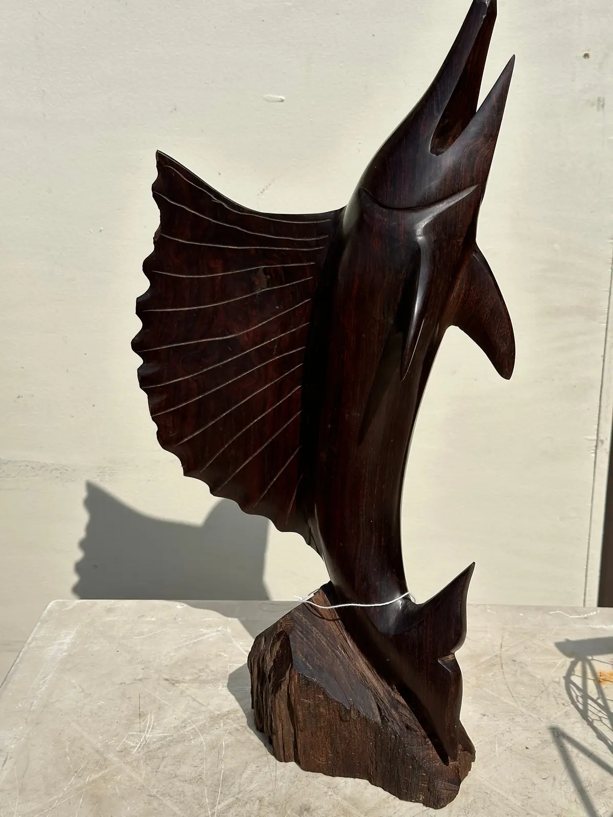 Rose Wood Dolphin Carved Statue 1