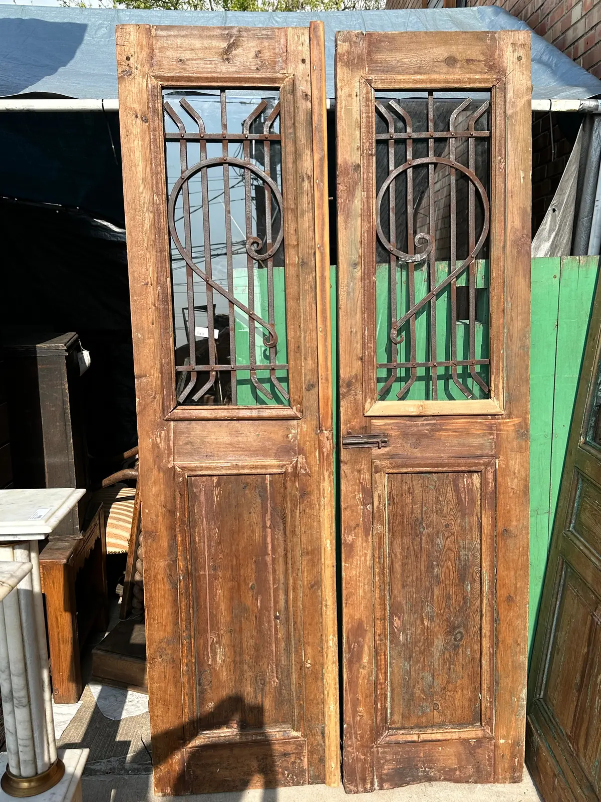 Pair Of Egyptian Iron Inset Wood  Doors 1