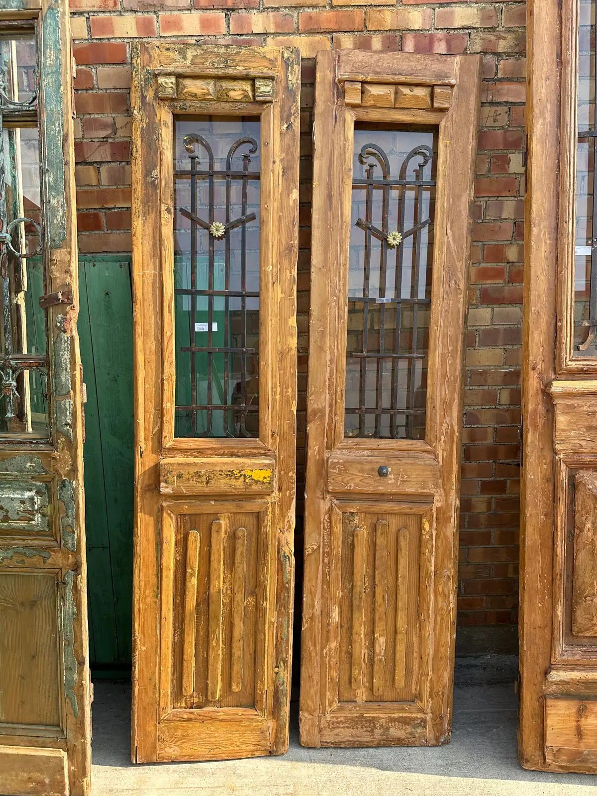 Pair Of Egyptian Iron Inset Primitive Wood Doors 1