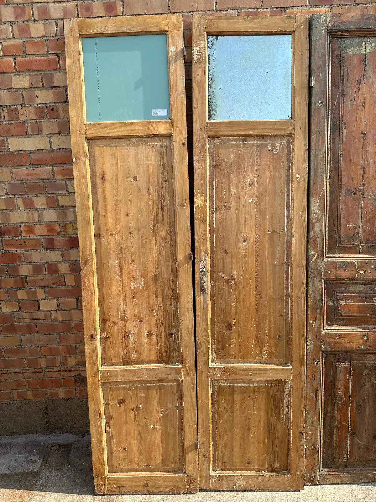 Pair Of Egyptian Primitive Wood Mirrored Doors 1