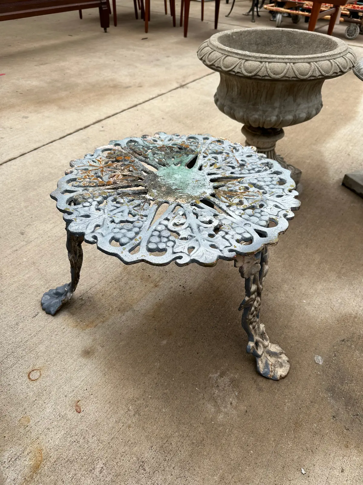 Small Grey Metal Patio Side Table 1