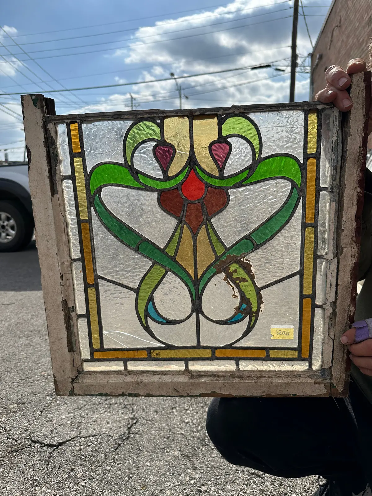 As Found Ornate Small Ornate Stained Glass Window 1