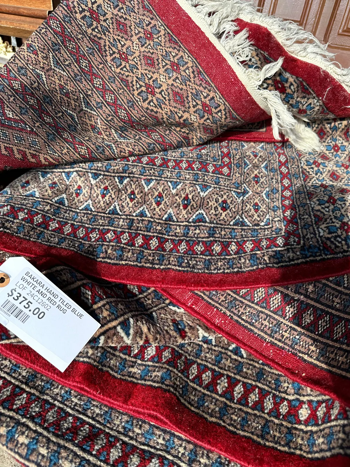 Bakara Hand Tied Blue White And Red Rug 1