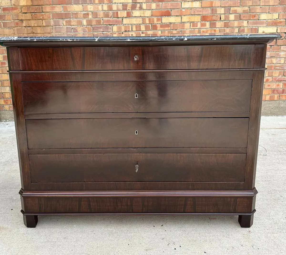 19Th Century Louis Philippe Black Marble Top Chest 1