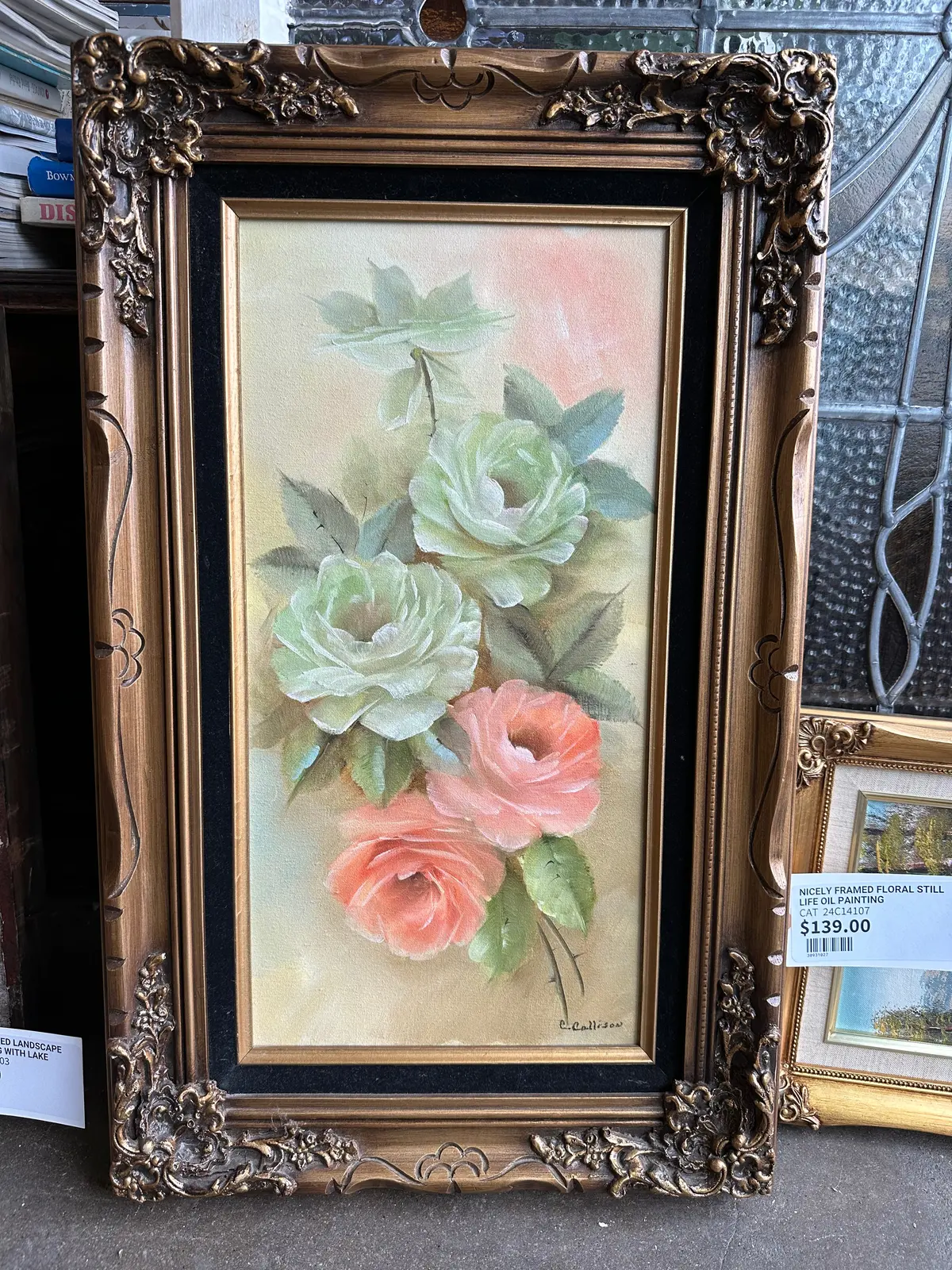 Nicely Framed Floral Still Life Oil Painting 1