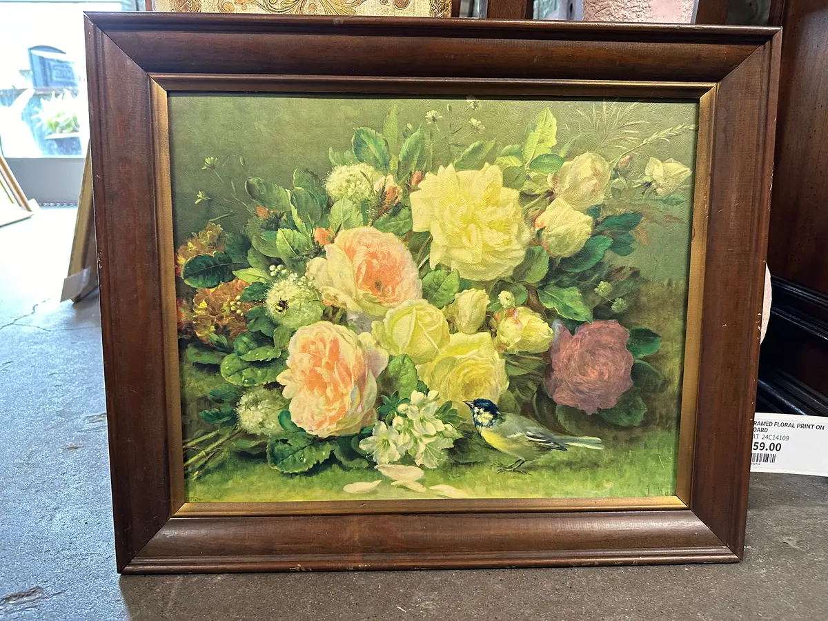 Framed Floral Print On Board 1