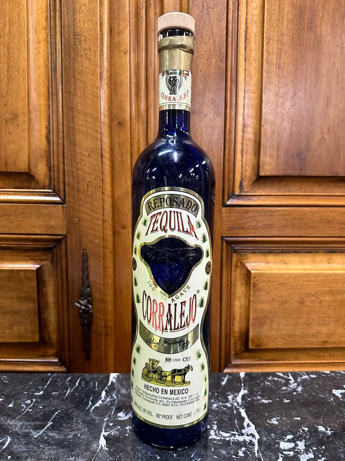 Large Cobalt Tequila Bottle 1