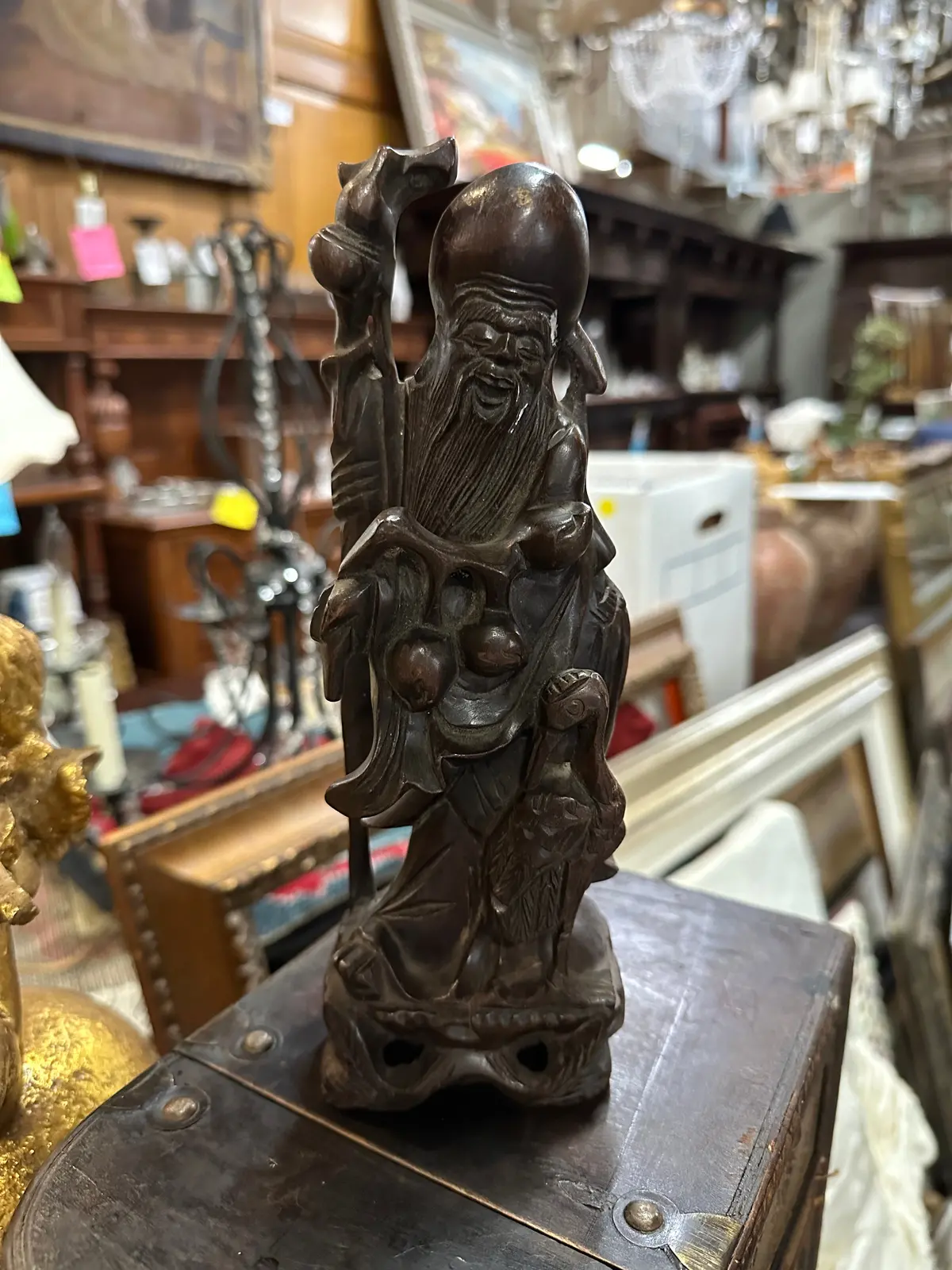 Small Asian Hardwood Shaman With Crane 1