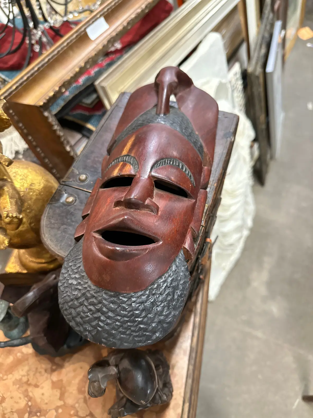 African Wood Plaque Face Mask 1