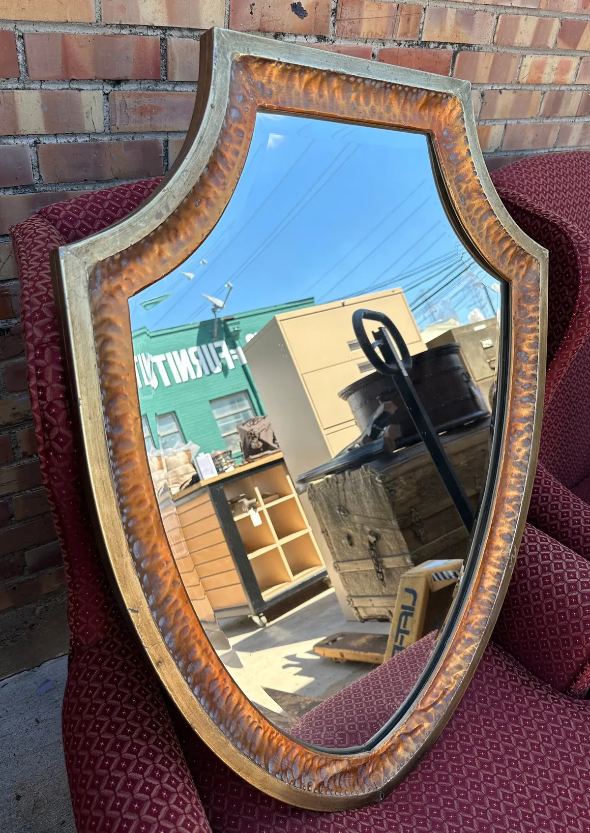 Shield Shape Copper Mirror As Found 1