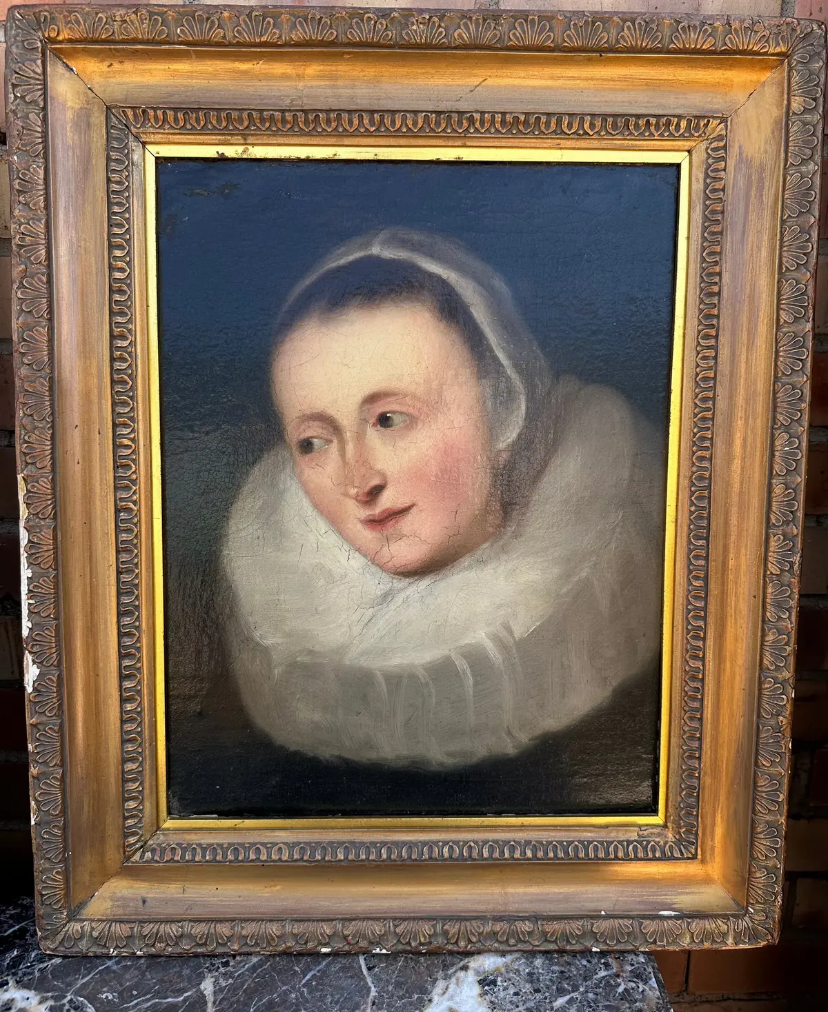 Framed Oil Paiting Of A Tudor Woman 1