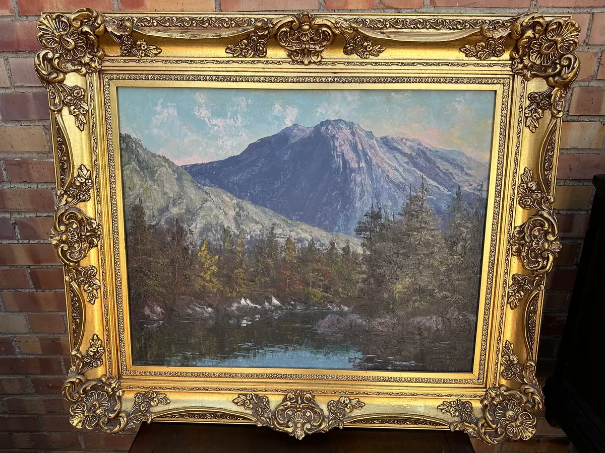 Mountain Lake Gold Frame By Huertas 1