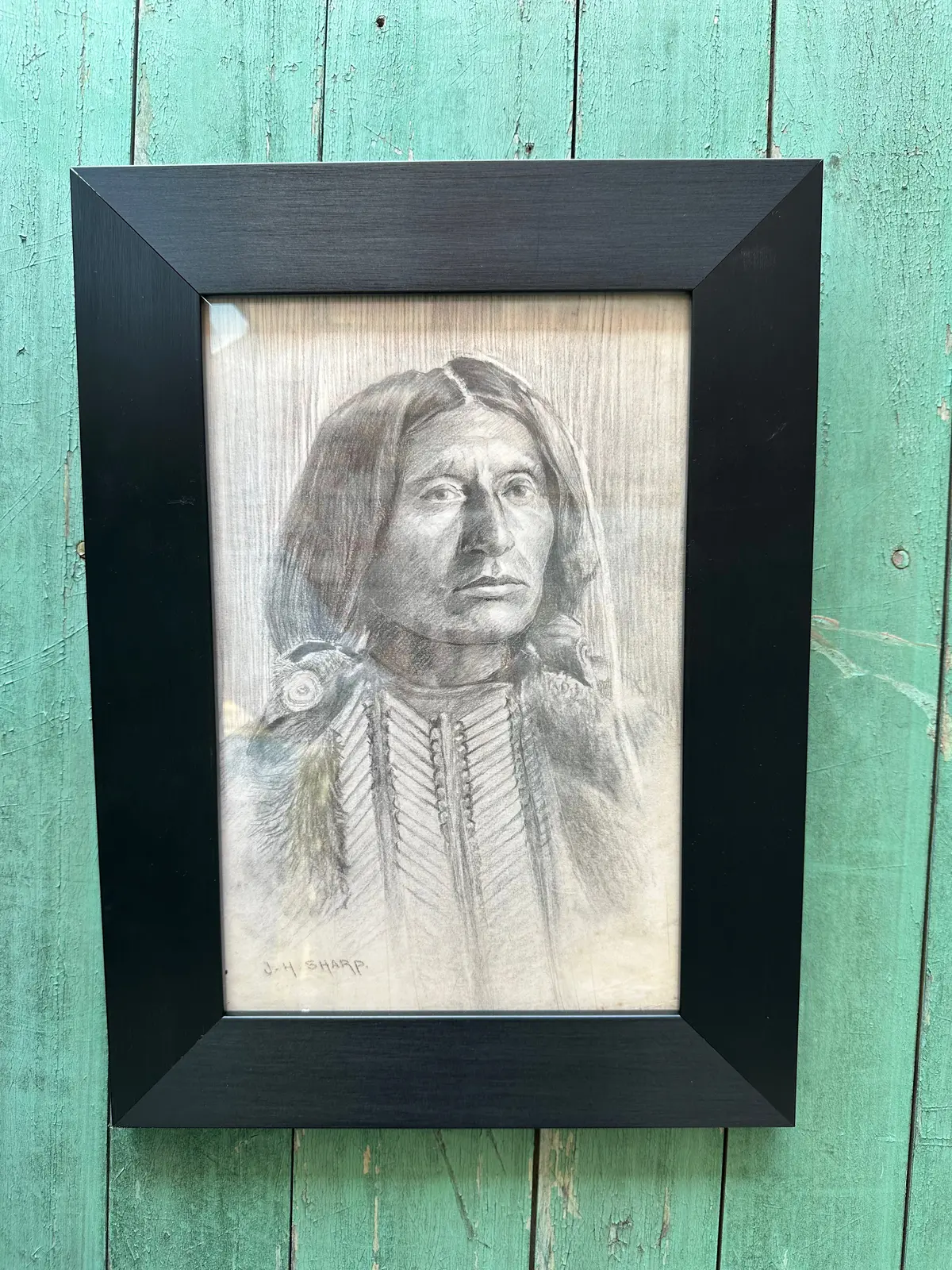 Indian Pipe Chest Plate Grafite On Paper By Jh Sharp 1