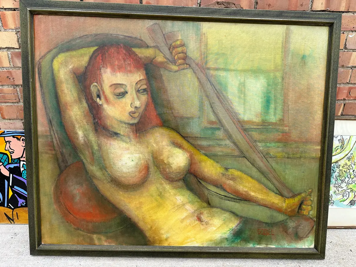 Oil On Board Painting Of Nude Women By Goebel Circa 1970S 1
