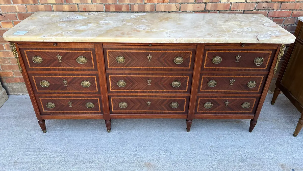 Louis Xvi Onyx And Mahogany Top Server With Faux Drawer 1