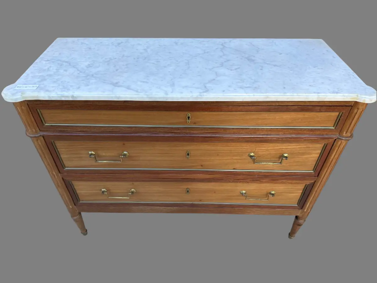 Small Louis Xvi White Marble Top Wall Commode 1
