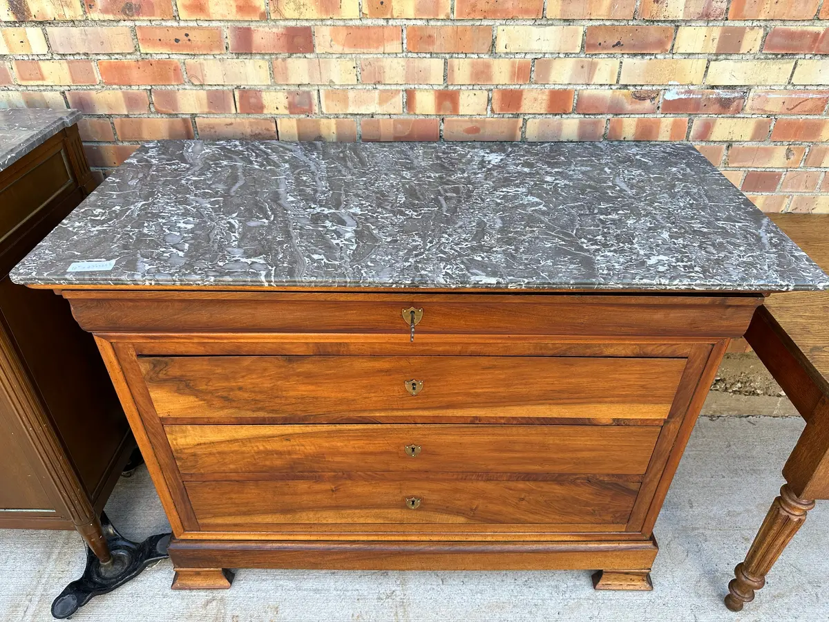 Grey Marble Top Louis Phillipe Chest 1