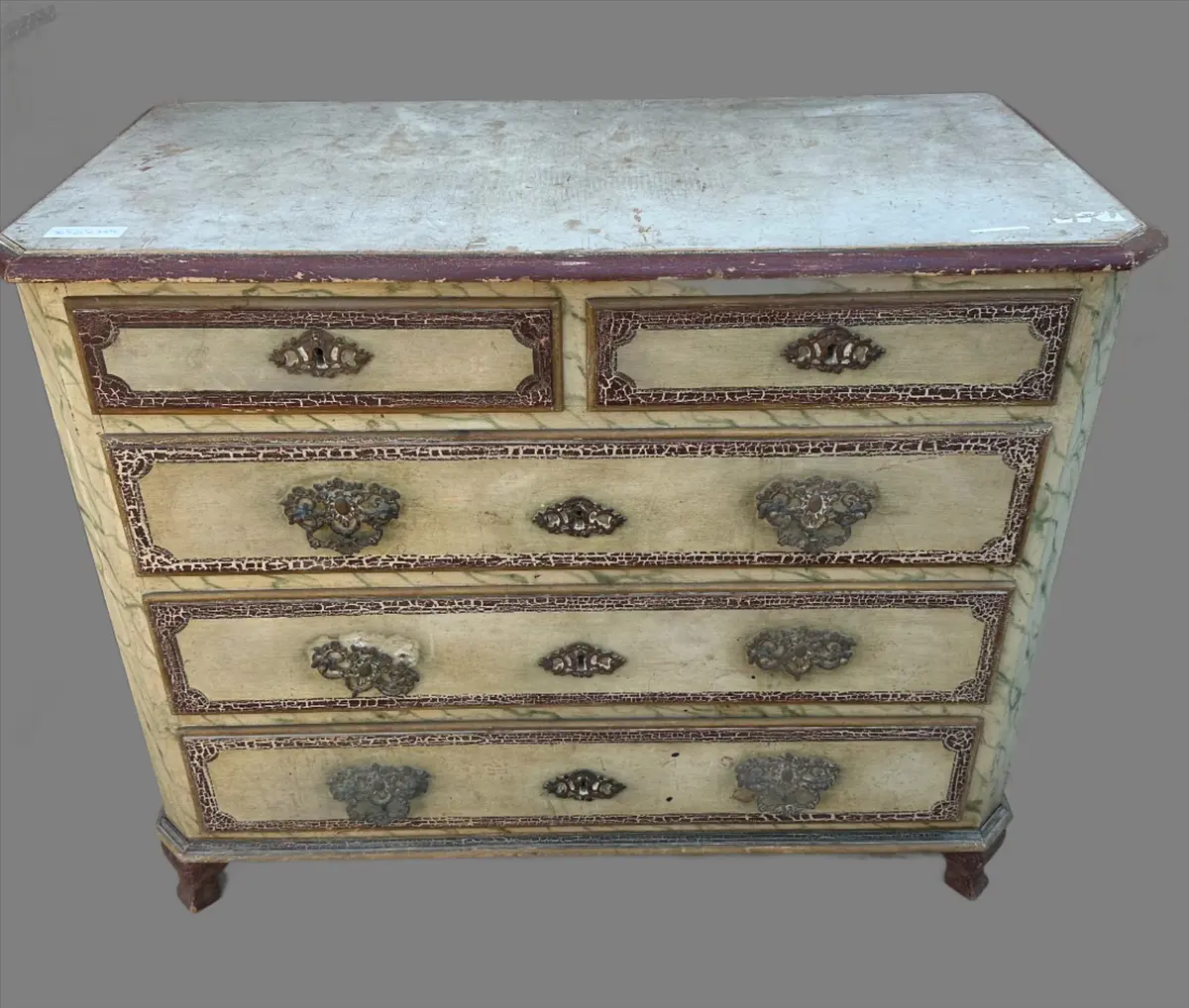 Painted Pine Chest With Craquelure 1