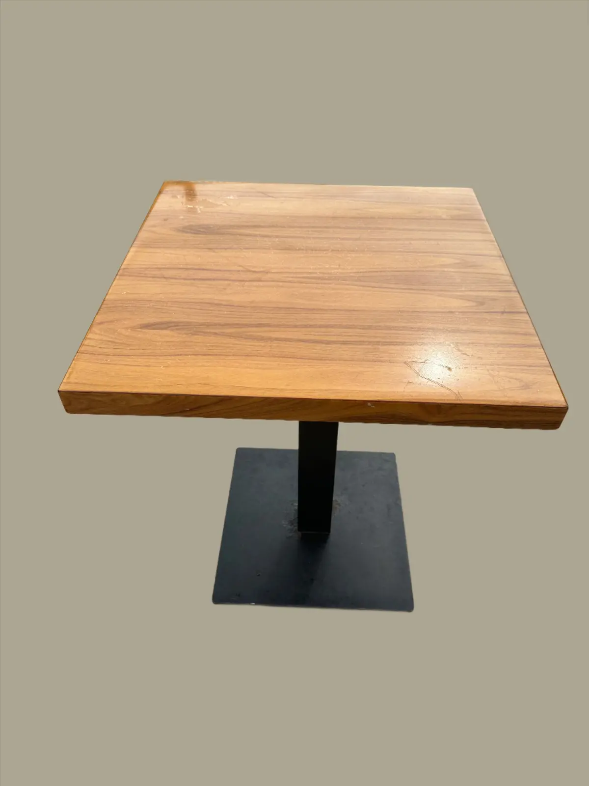 Square Wood Table With Metal Pedestal Base 1