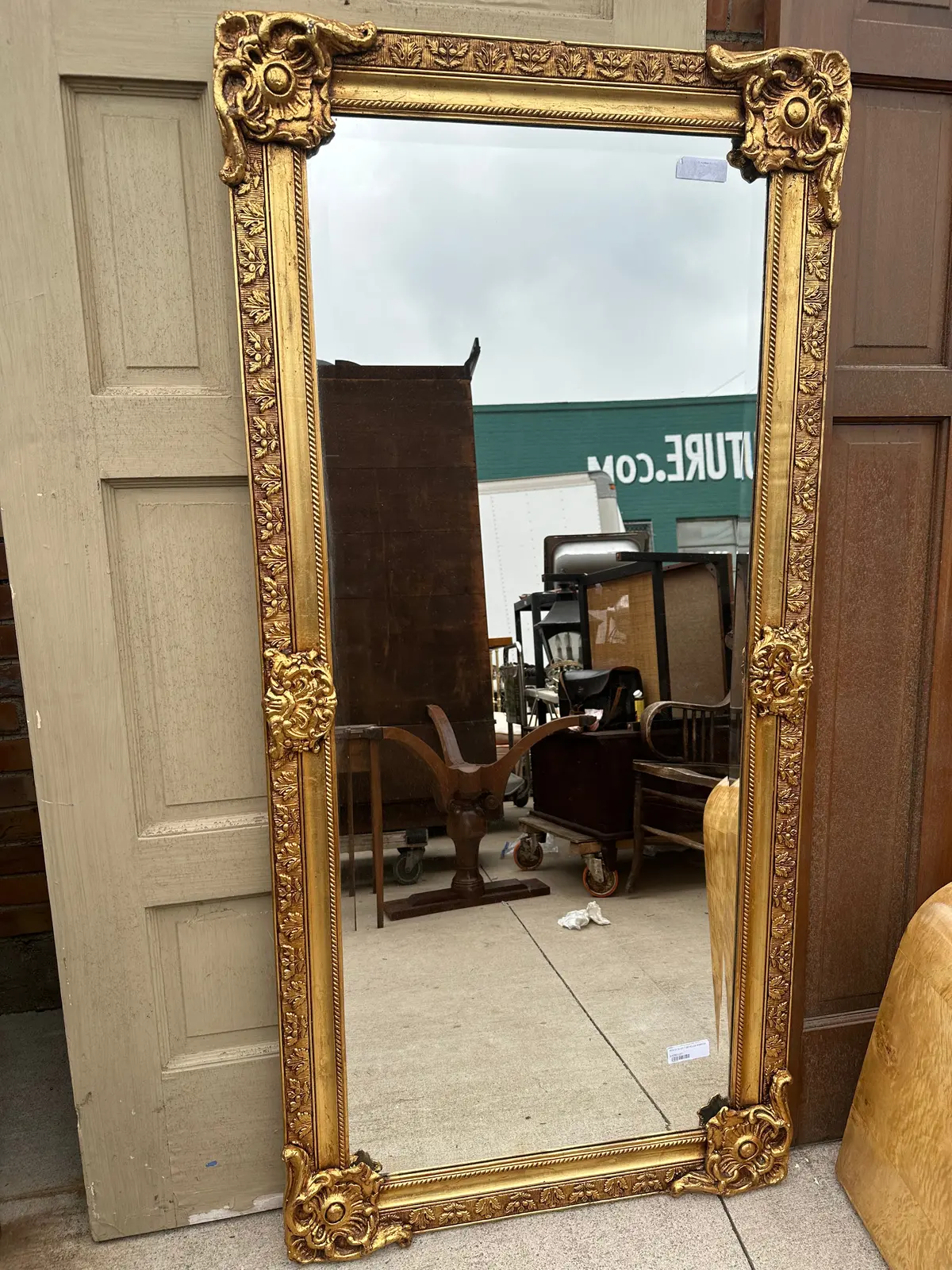 Rectangular Rococo Gilt Beveled Mirror 1