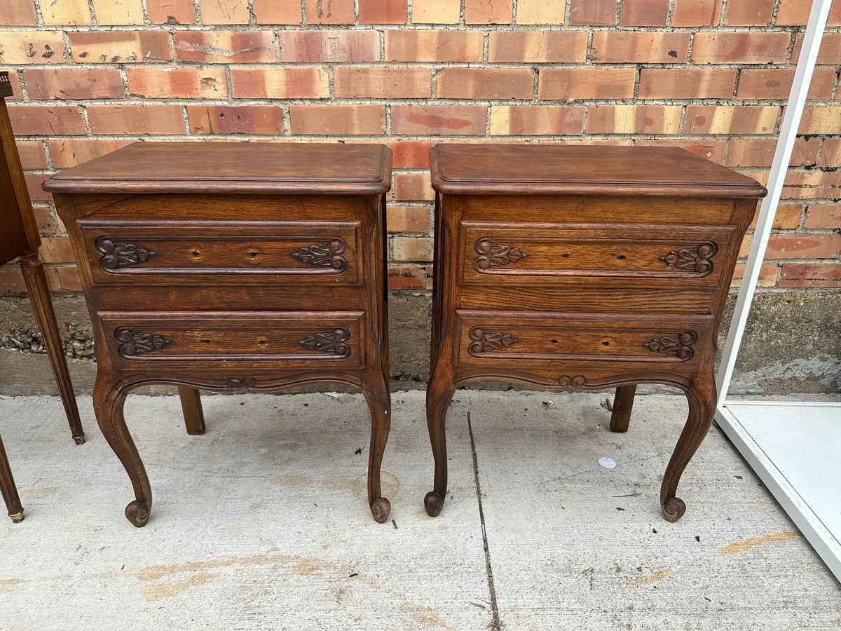 Pair Of Small Louis Xv Oak Side Cabinets 1