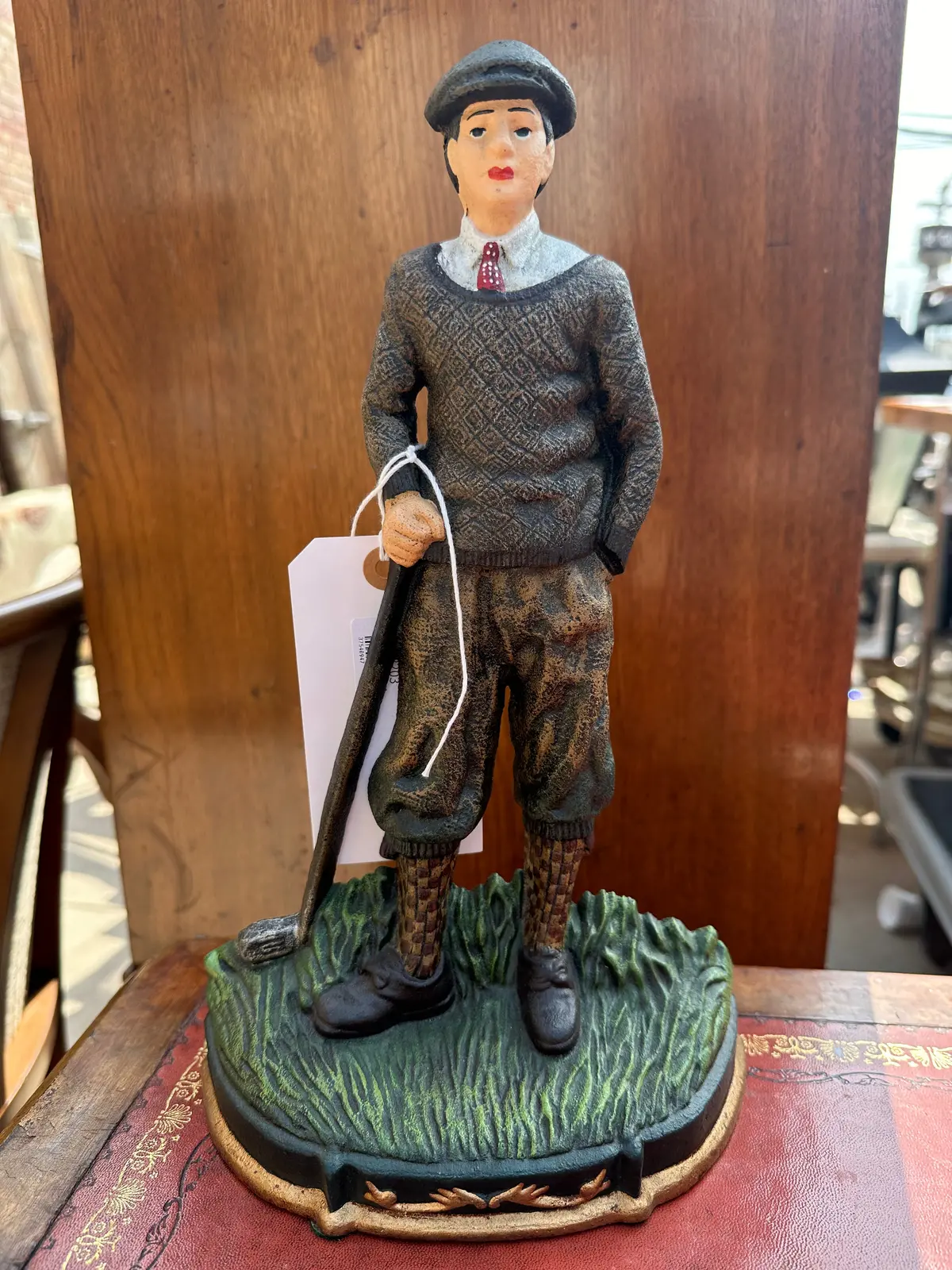 Cast Iron Golfer Door Stop Not Old 1