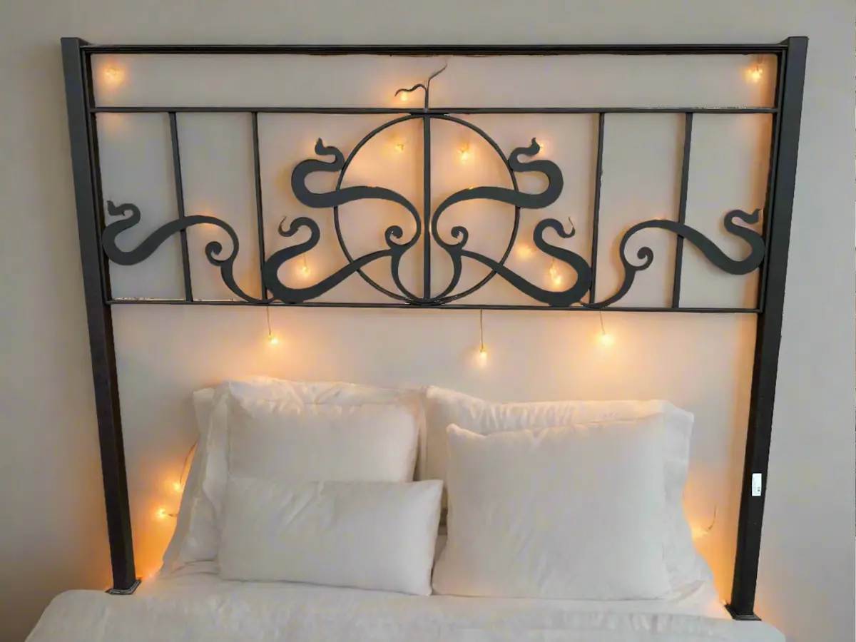 King Size Iron Headboard Art Nouveau Design 1