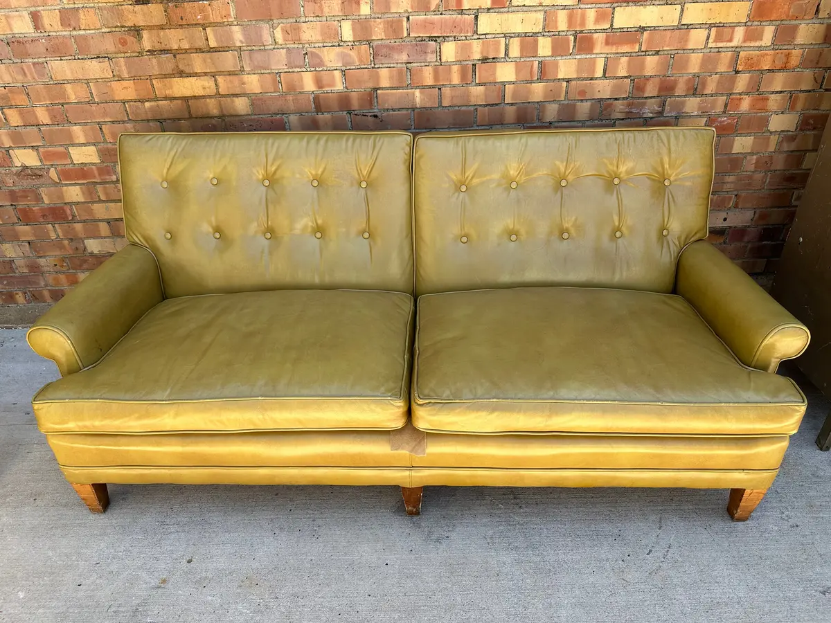 Small Mid Century Leather Sofa 1