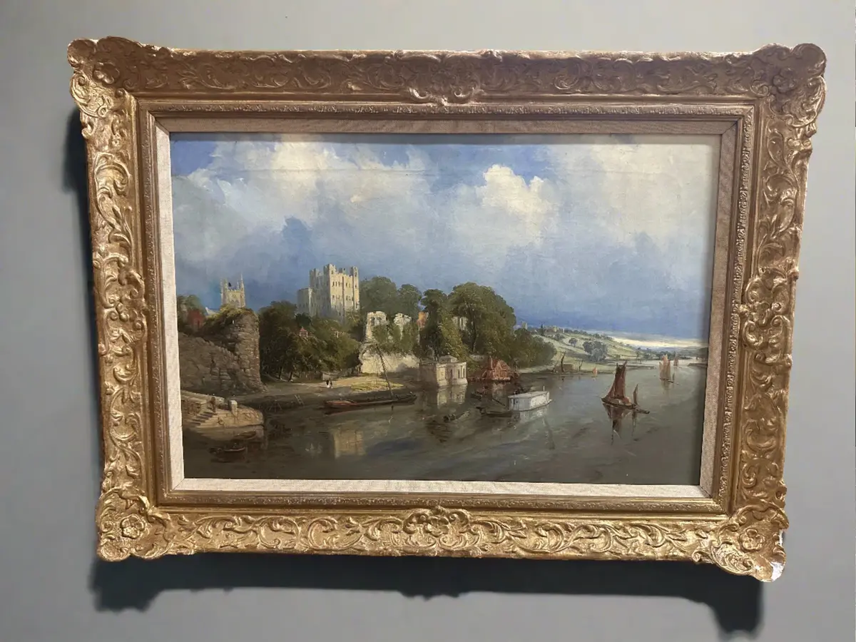 European River Scene Oil Painting With Castle 1