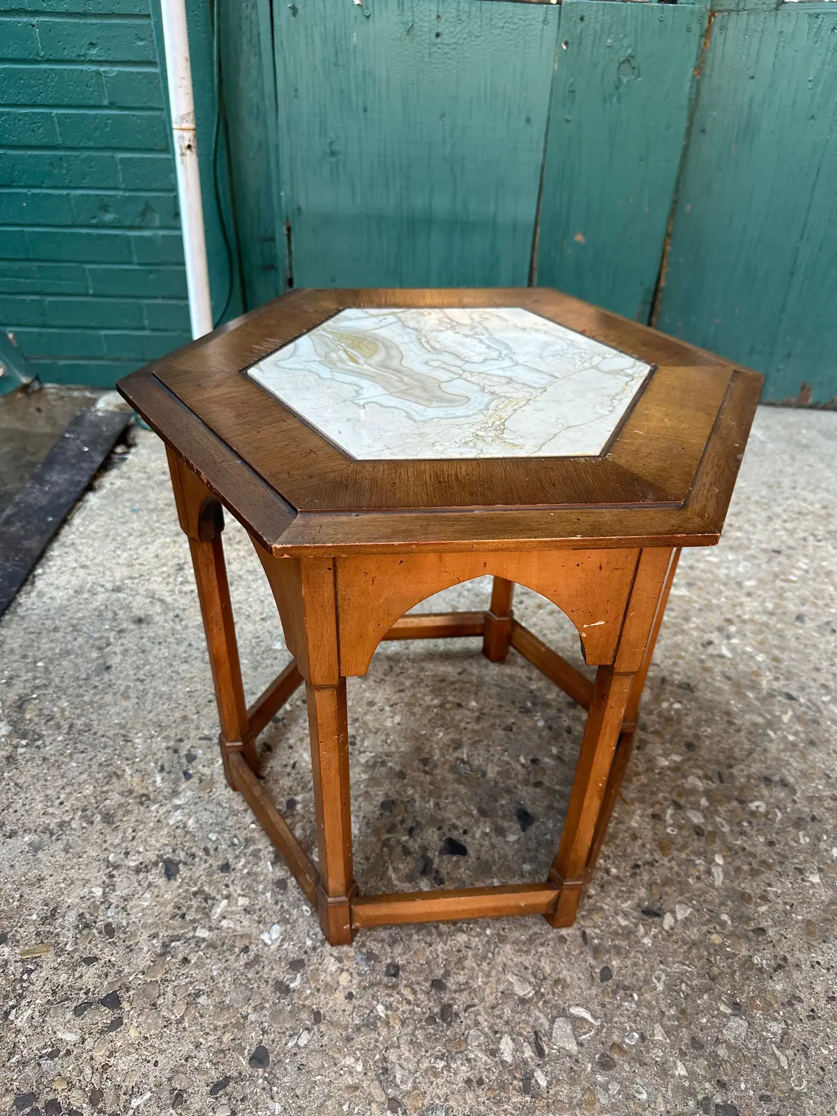 Gothic Arched Marble Top Mcm Ocassional Table 1