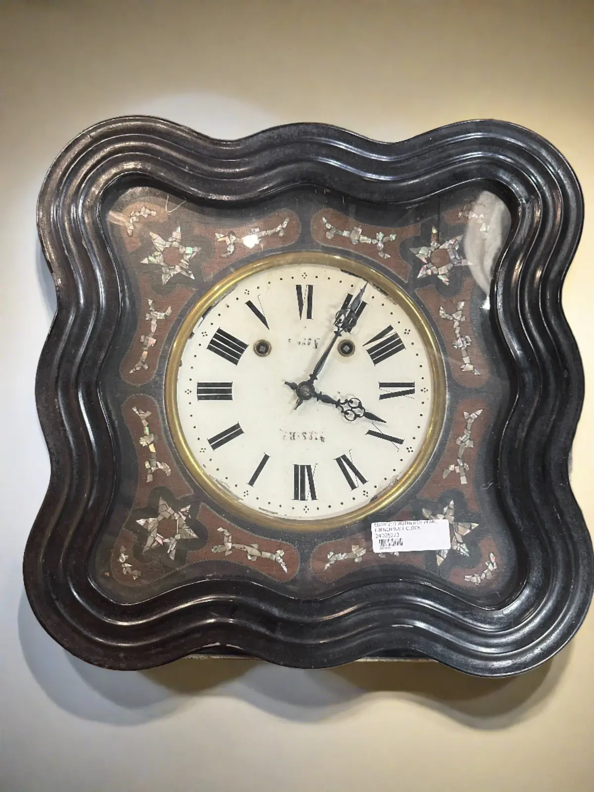 Ebonized Mother Of Pearl French Wall Clock 1
