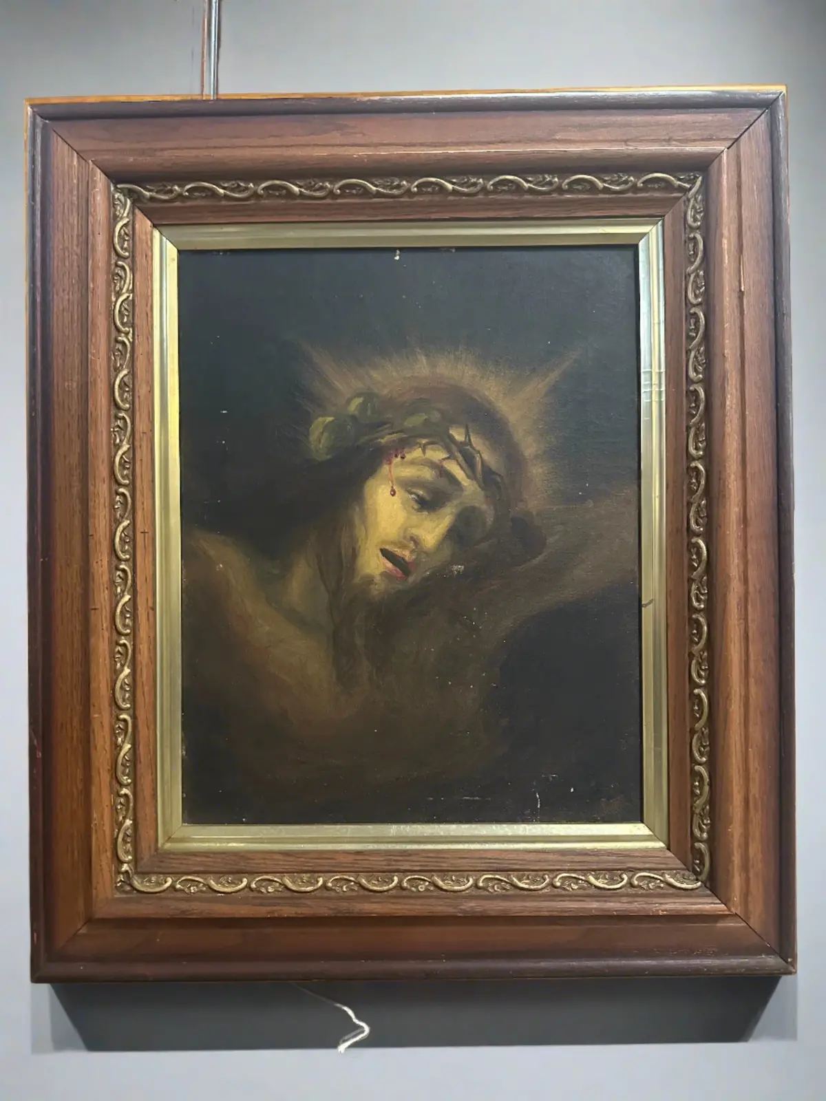 Oil Painting Of Christ In Oak Frame 1