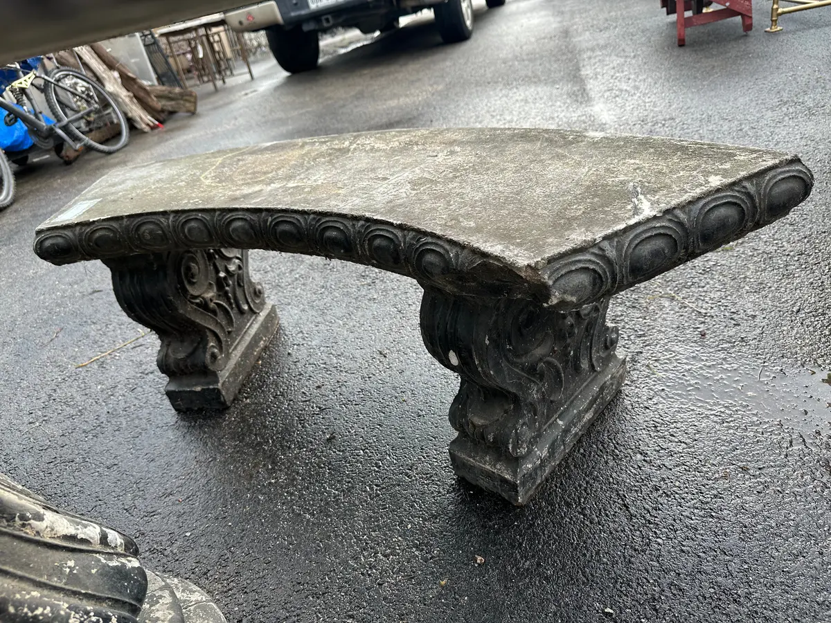 Curved Concrete 3 Piece Bench 1