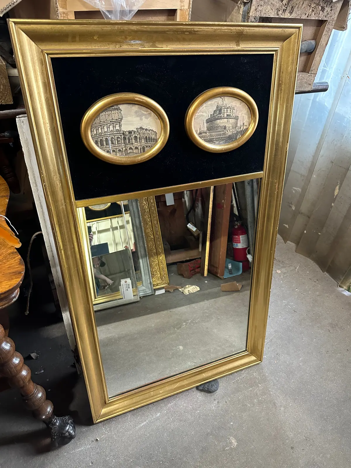 Gilt Trumeau Mirror With Pair Of Oval Paintings 1