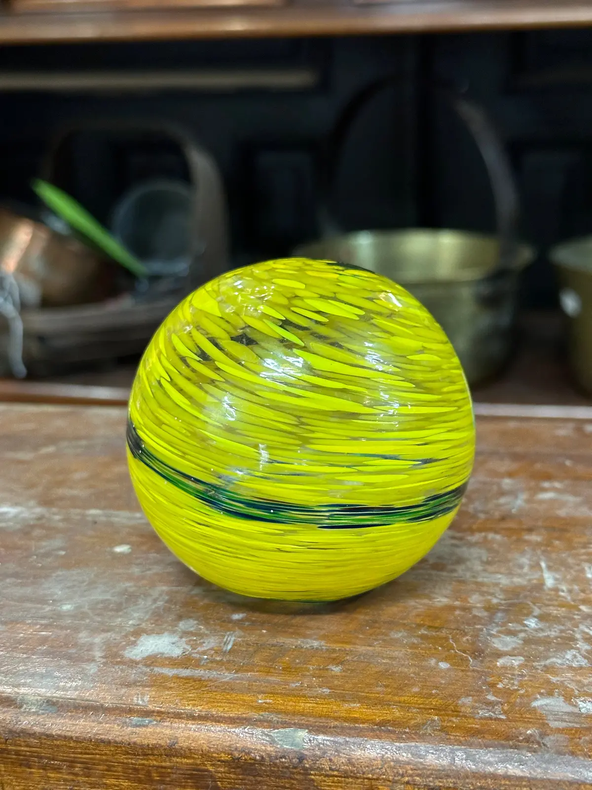 Yellow Art Glass Sphere 1